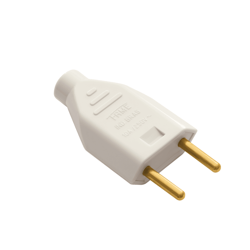 Plugue 2P - Junção Macho - 10A/250V~ - Cinza - Sobrepor 
