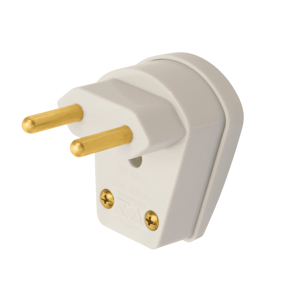 Plugue 2P - Saída Lateral 90º 20A/250V~ - Com Prensa Cabo - Cinza - Sobrepor