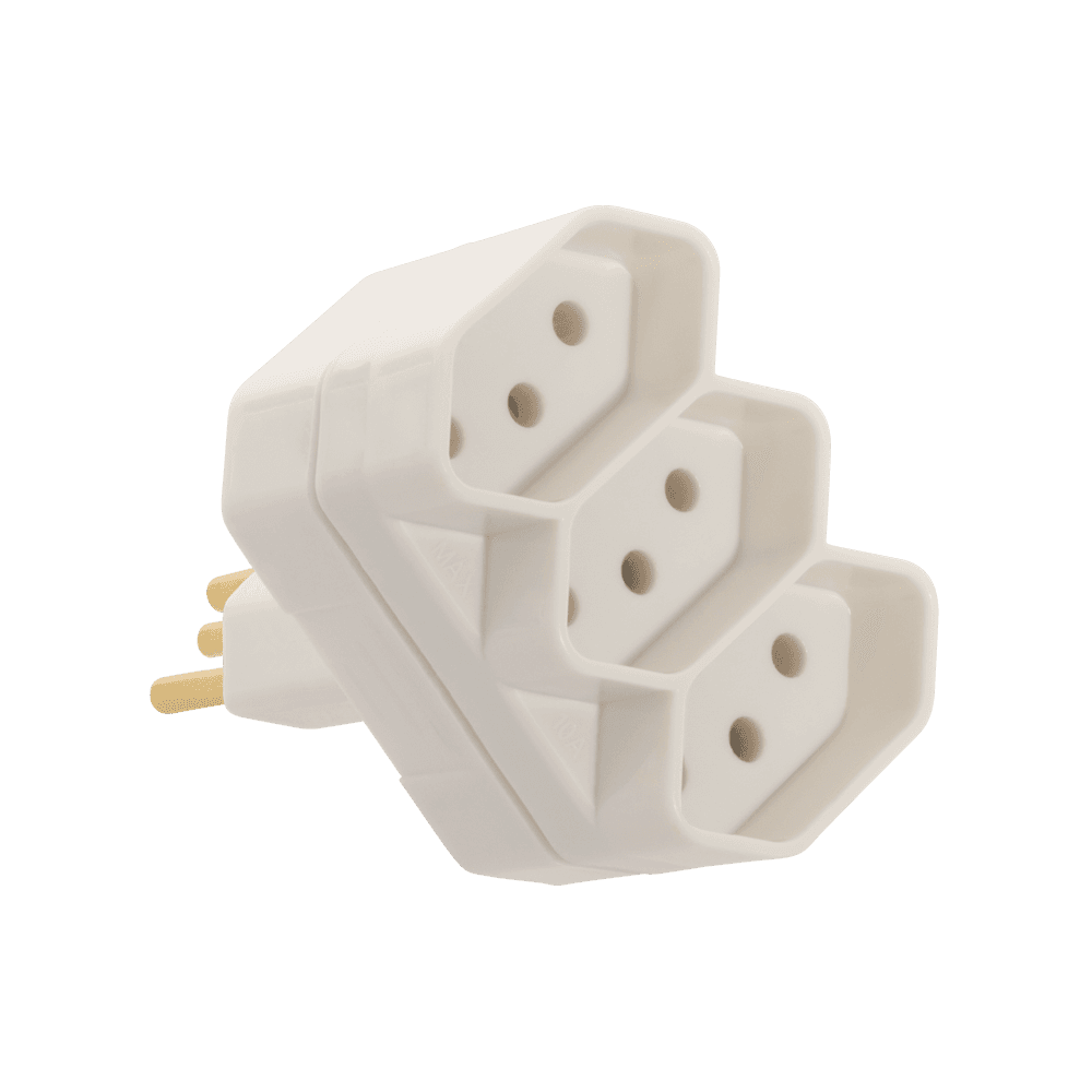 Plugue 2P+T - 3 Saídas 10A/250V~ - Cinza - Sobrepor