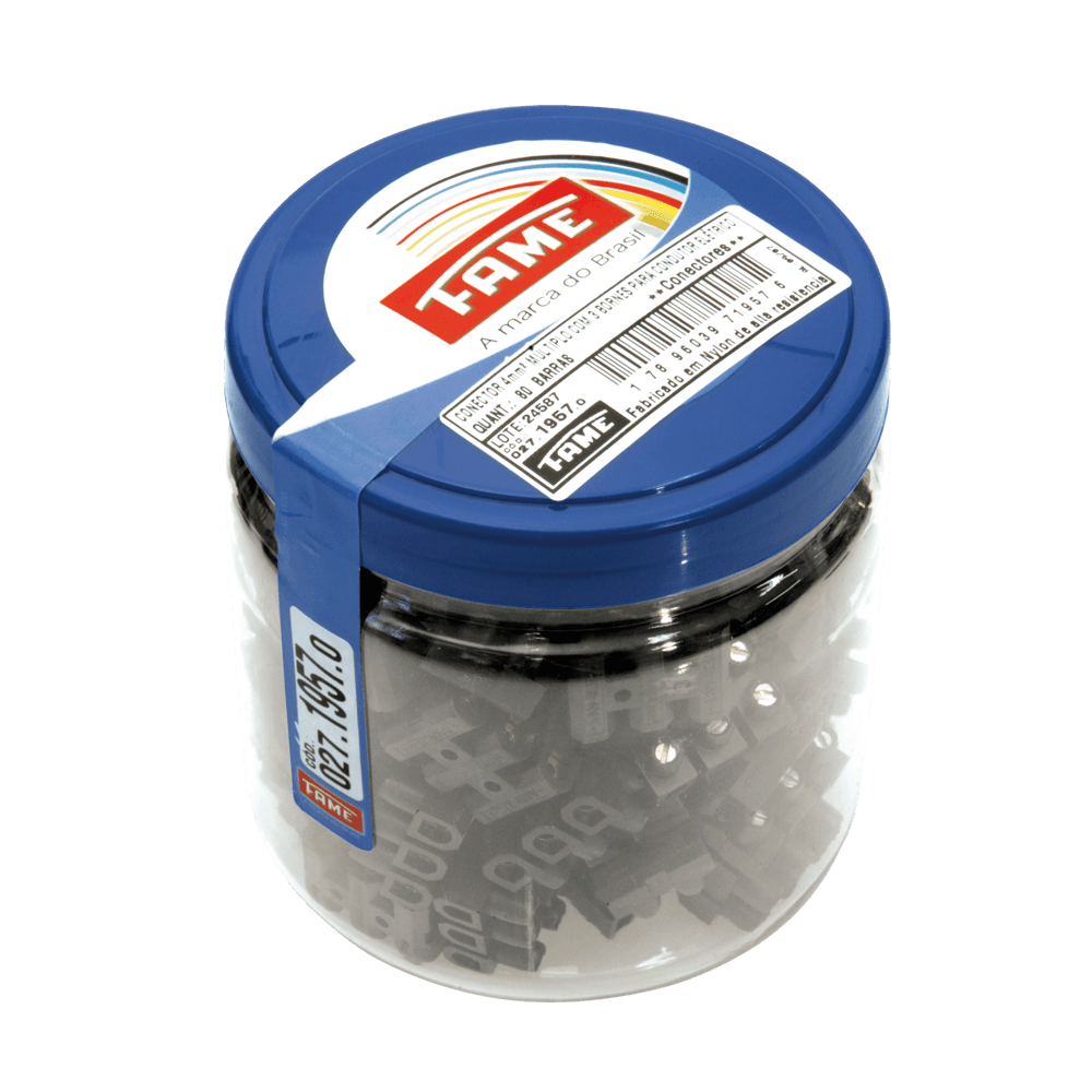 Conector 4mm² Múltiplo Barra com 3 Bornes para Condutor Elétrico - Pote