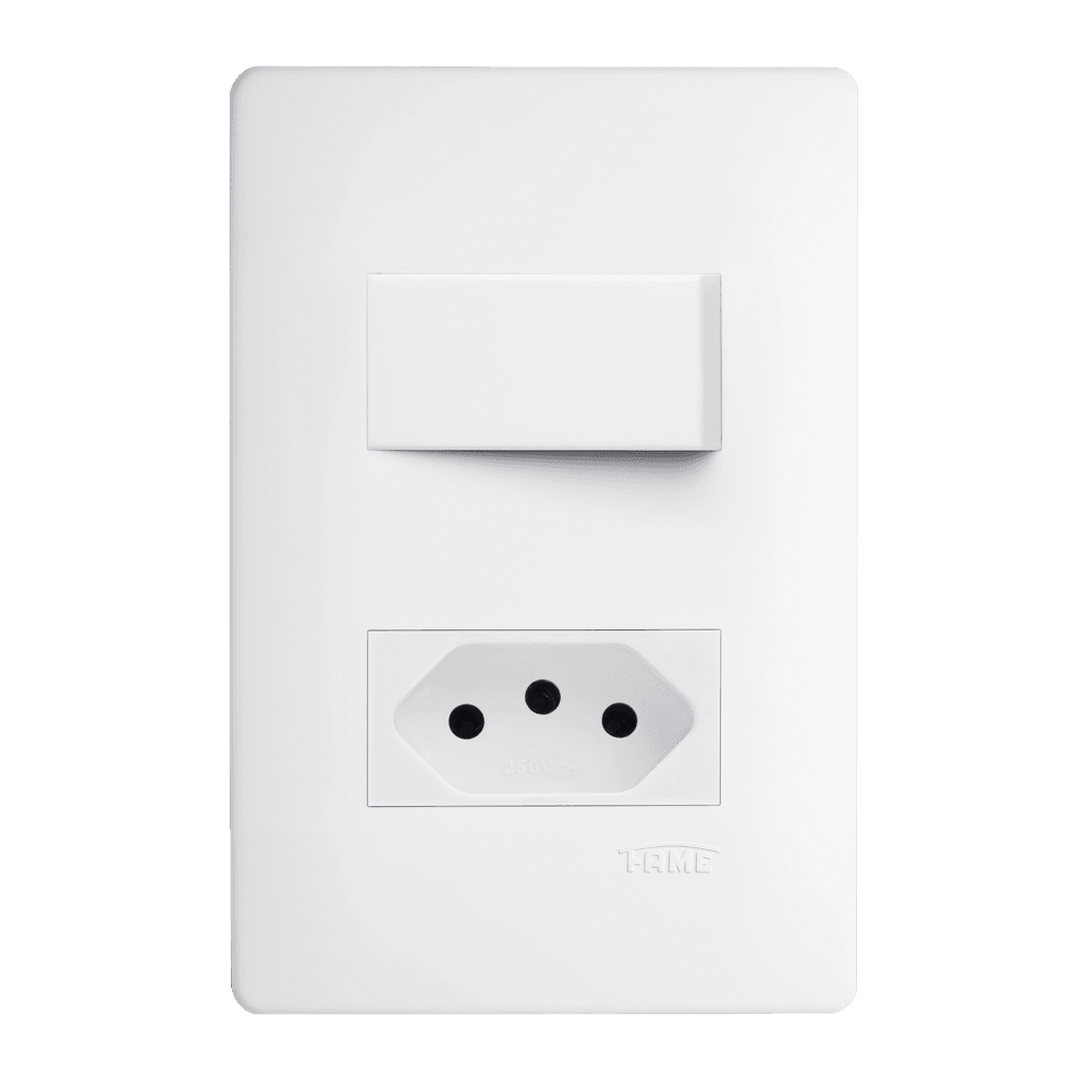 1 Interruptor Simples e 1 Tomada 2P+T 10A/250V~ Distanciados - Habitat