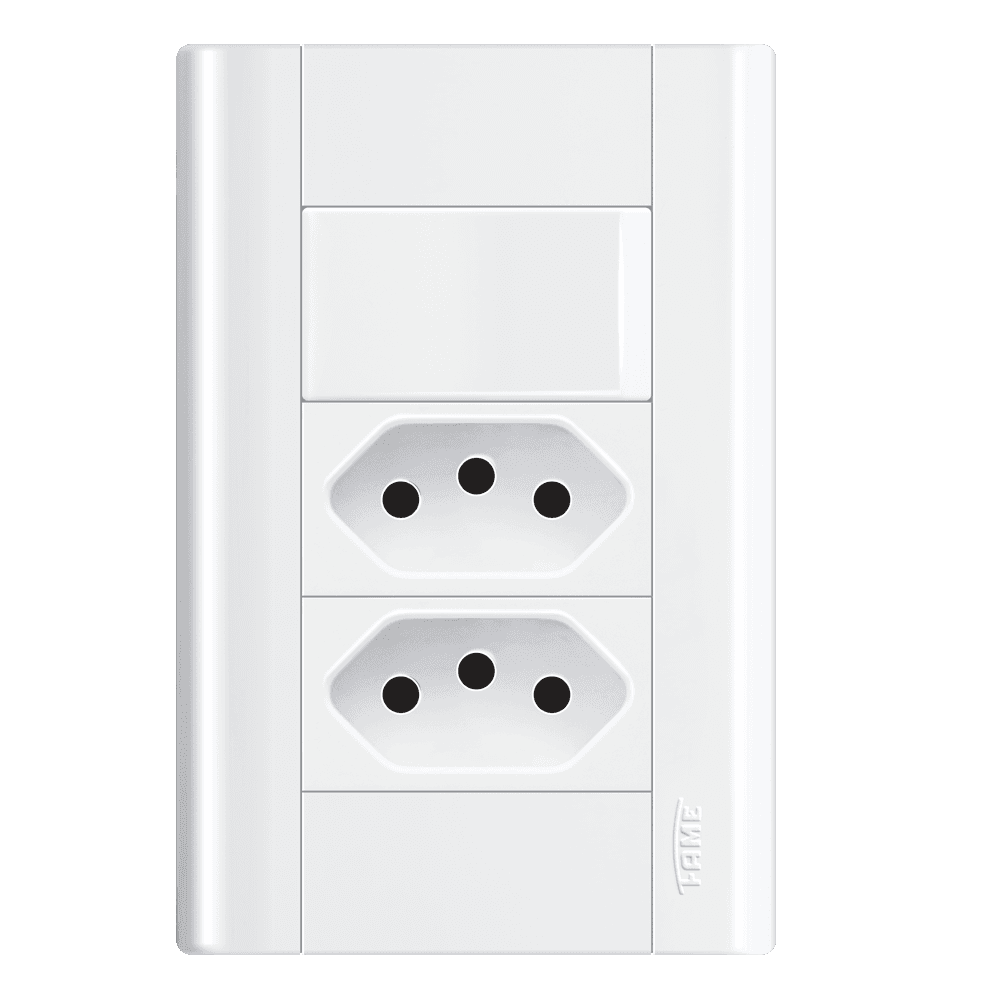 Interruptor Simples e 2 Tomadas 2P+T 10A/ 250V~ - Modulare