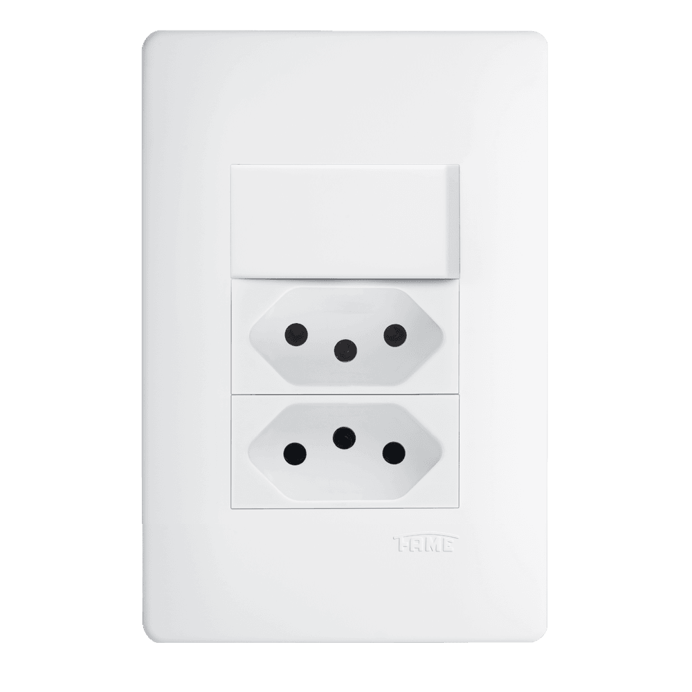 Interruptor Simples e 2 Tomadas 2P+T 10A/250V~ - Habitat