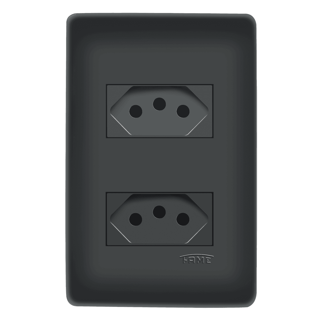 2 Tomadas 2P+T 10A/250V~ Distanciadas - Habitat Black