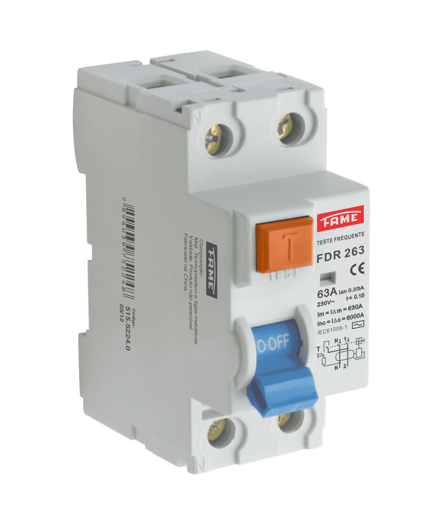 Dispositivo DR Interruptor Diferencial FD - 2P 63A 30mA - Condutor 16mm