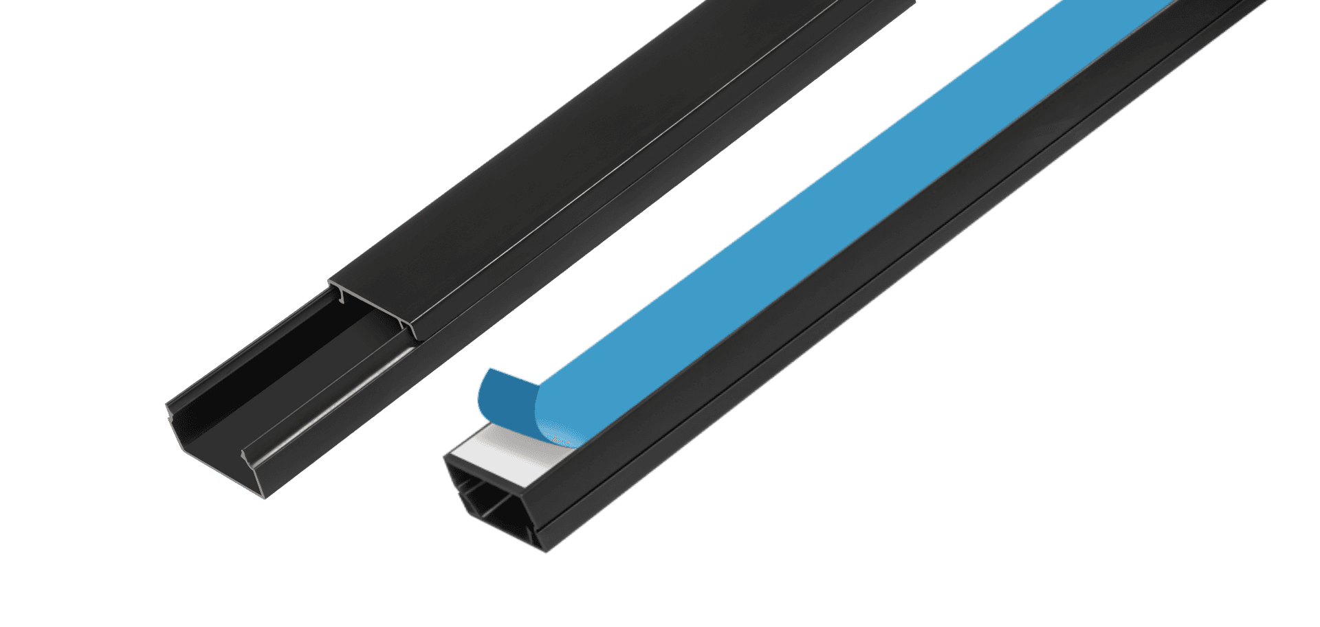Canaleta Preta com Fita Adesiva 20mm x 10mm x 2.000mm - Sistema Externo